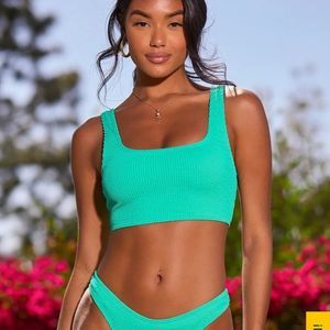 Billabong Summer High Teal Green Crop Tank Bikini Top - L
